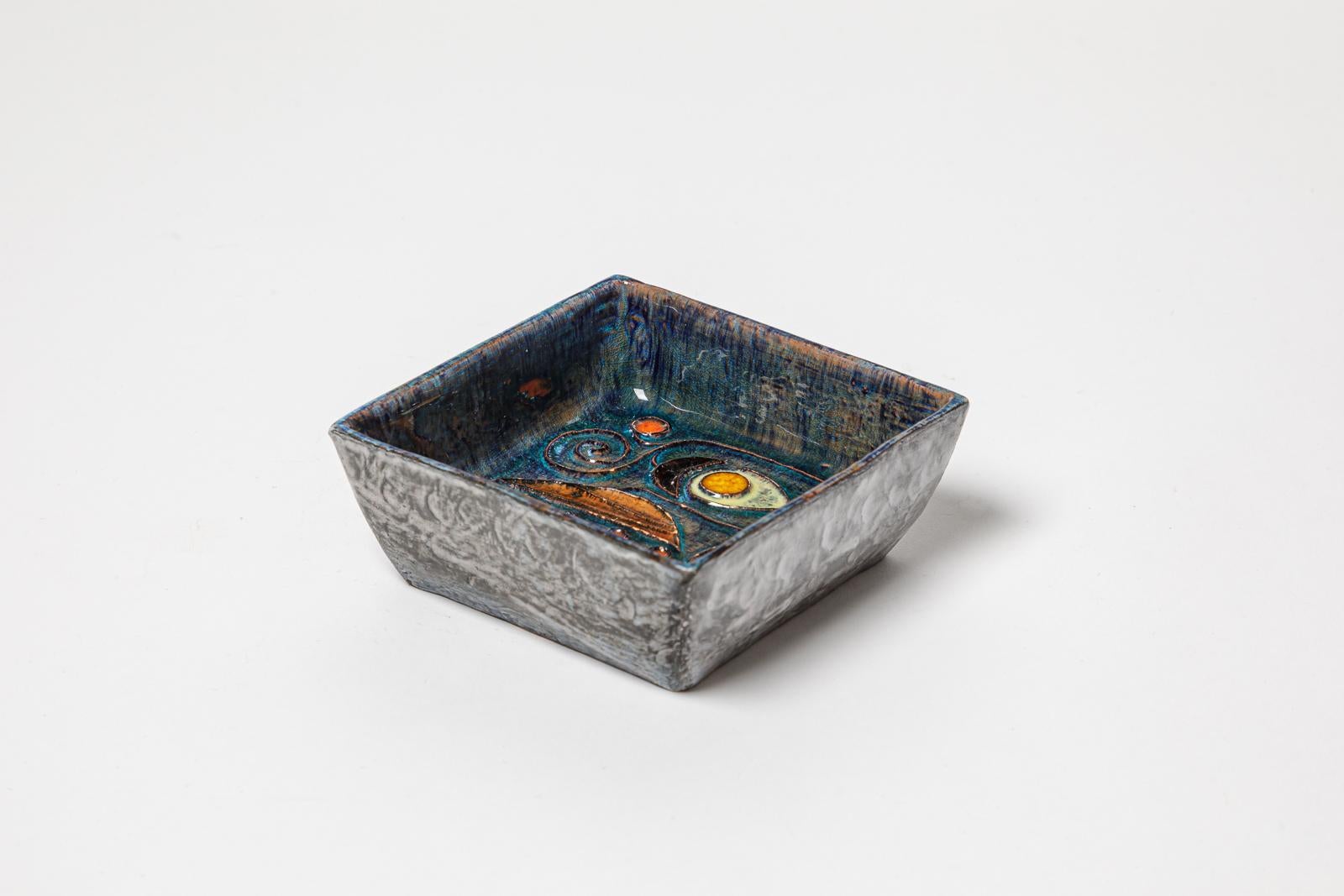 Blaue und farbige abstrakte dekorative Schale oder Vide poche des 20. Jahrhunderts, 1970 (Moderne der Mitte des Jahrhunderts) im Angebot
