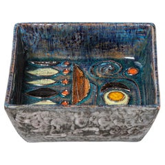 blue and colored abstract 20th century decorative dish or vide poche 1970