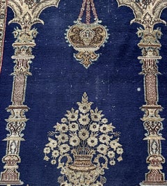 Blue and Cream Old Persian Accent Rug