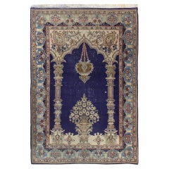 Blue and Cream Old Persian Accent Rug