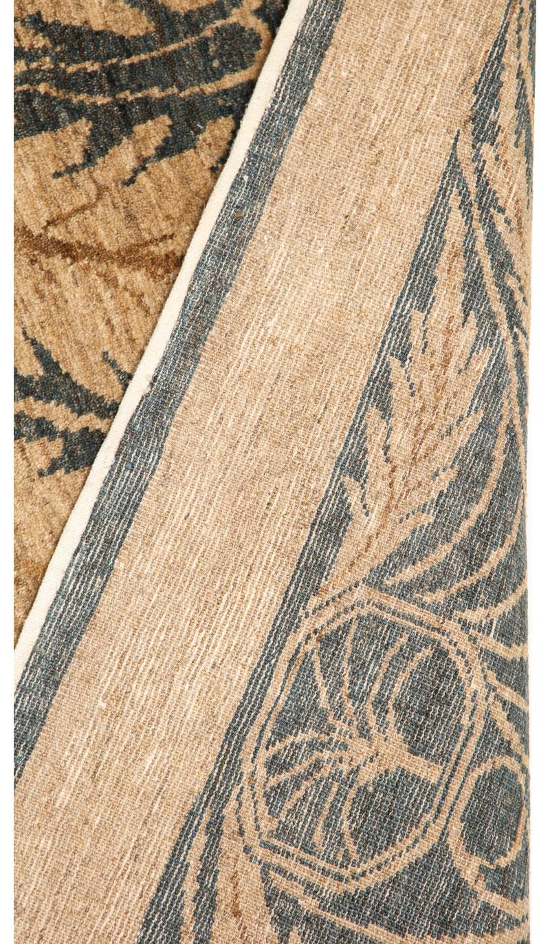 Blauer und cremefarbener organischer Art-Déco-Perserteppich aus Wolle, 8' x 10' im Angebot 3