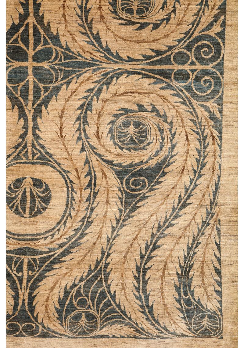 Blauer und cremefarbener organischer Art-Déco-Perserteppich aus Wolle, 8' x 10' (Art déco) im Angebot