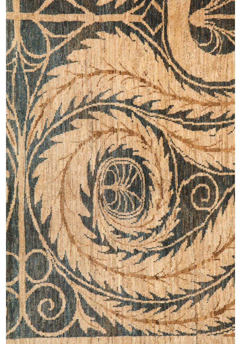 Blauer und cremefarbener organischer Art-Déco-Perserteppich aus Wolle, 8' x 10' (Persisch) im Angebot