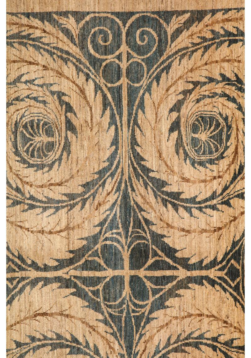 Blauer und cremefarbener organischer Art-Déco-Perserteppich aus Wolle, 8' x 10' im Angebot 2