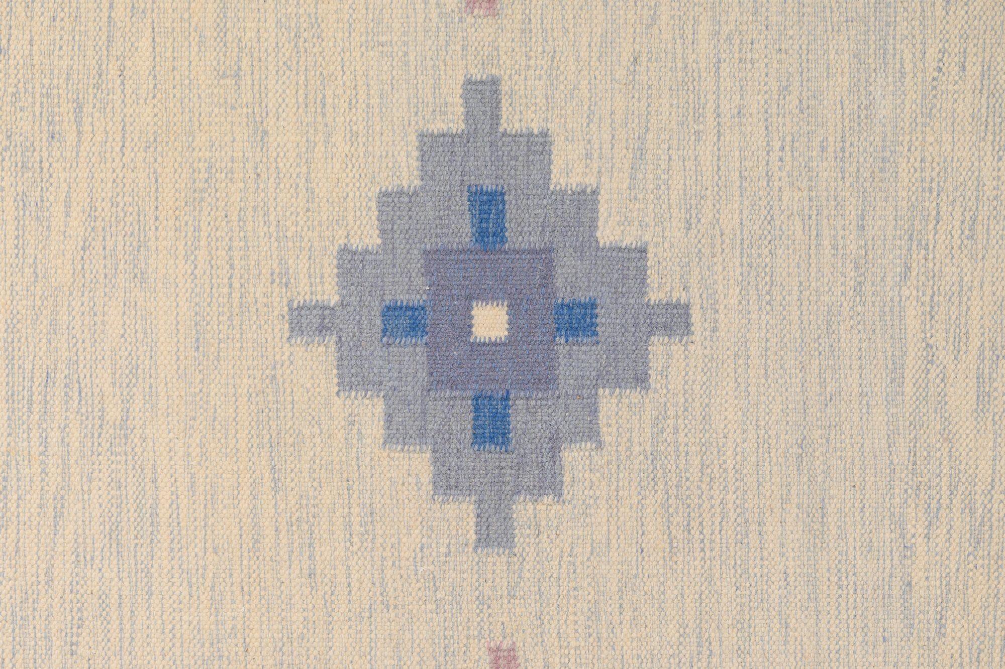 Kilim sueco azul y crema Lana en venta