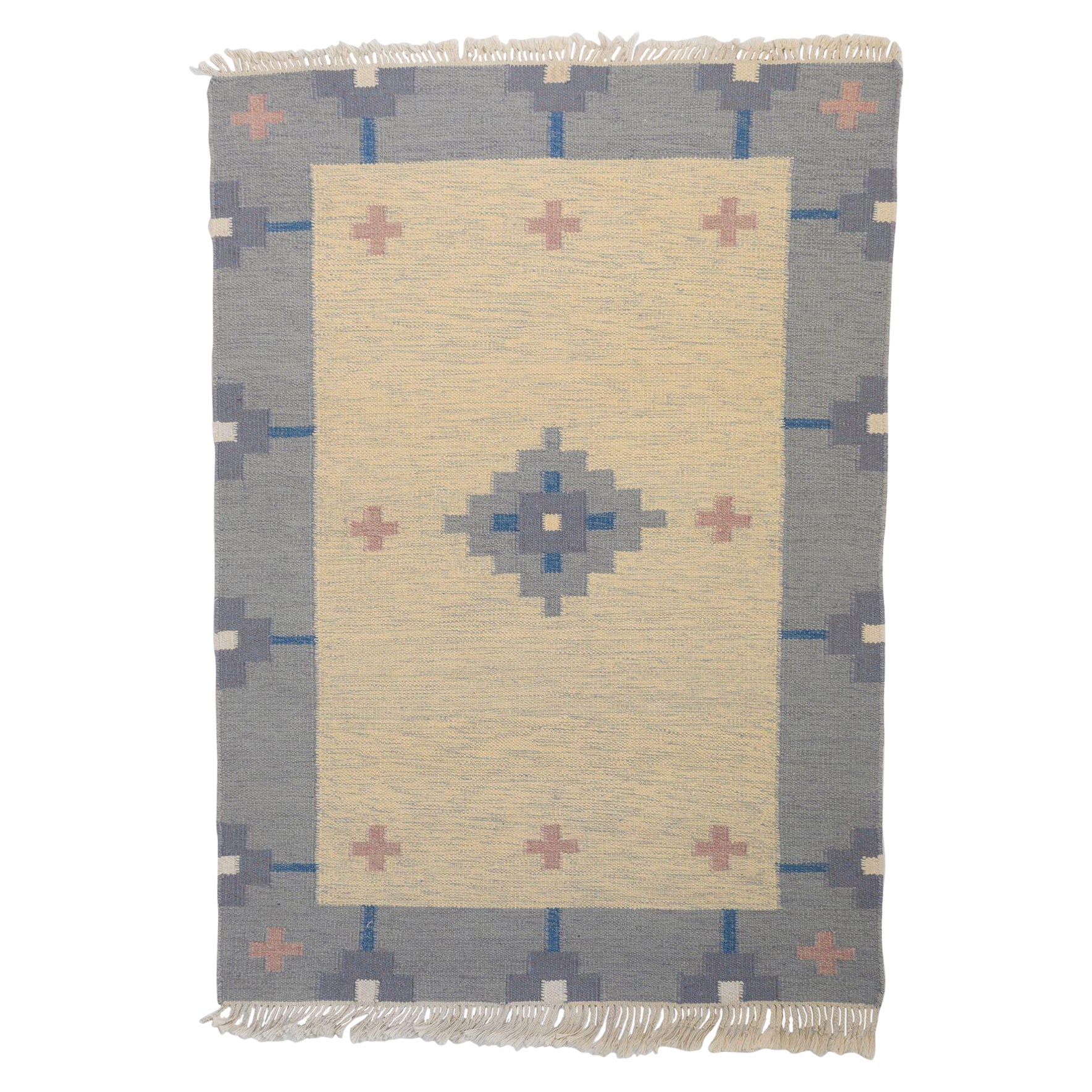 Kilim sueco azul y crema