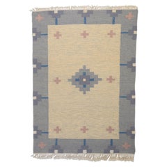 Kilim sueco azul y crema