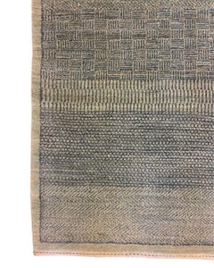 Tappeto persiano in lana blu e crema con motivi dettagliati, 2' x 3'