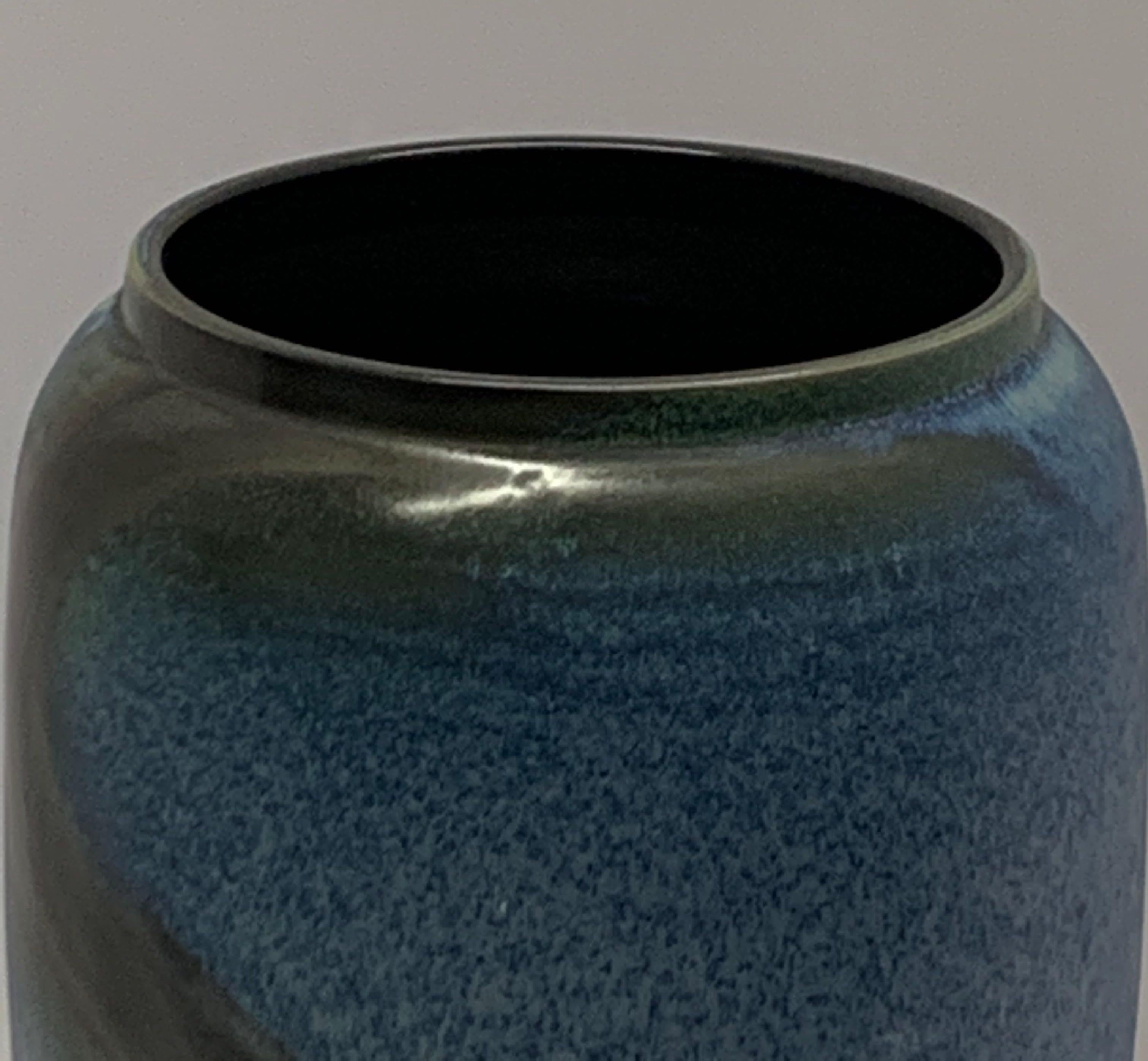 Blue and Dark Brown Barrel Shaped Vase, China, Contemporary 1