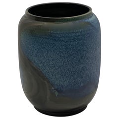 Blue and Dark Brown Barrel Shaped Vase, China, Contemporary