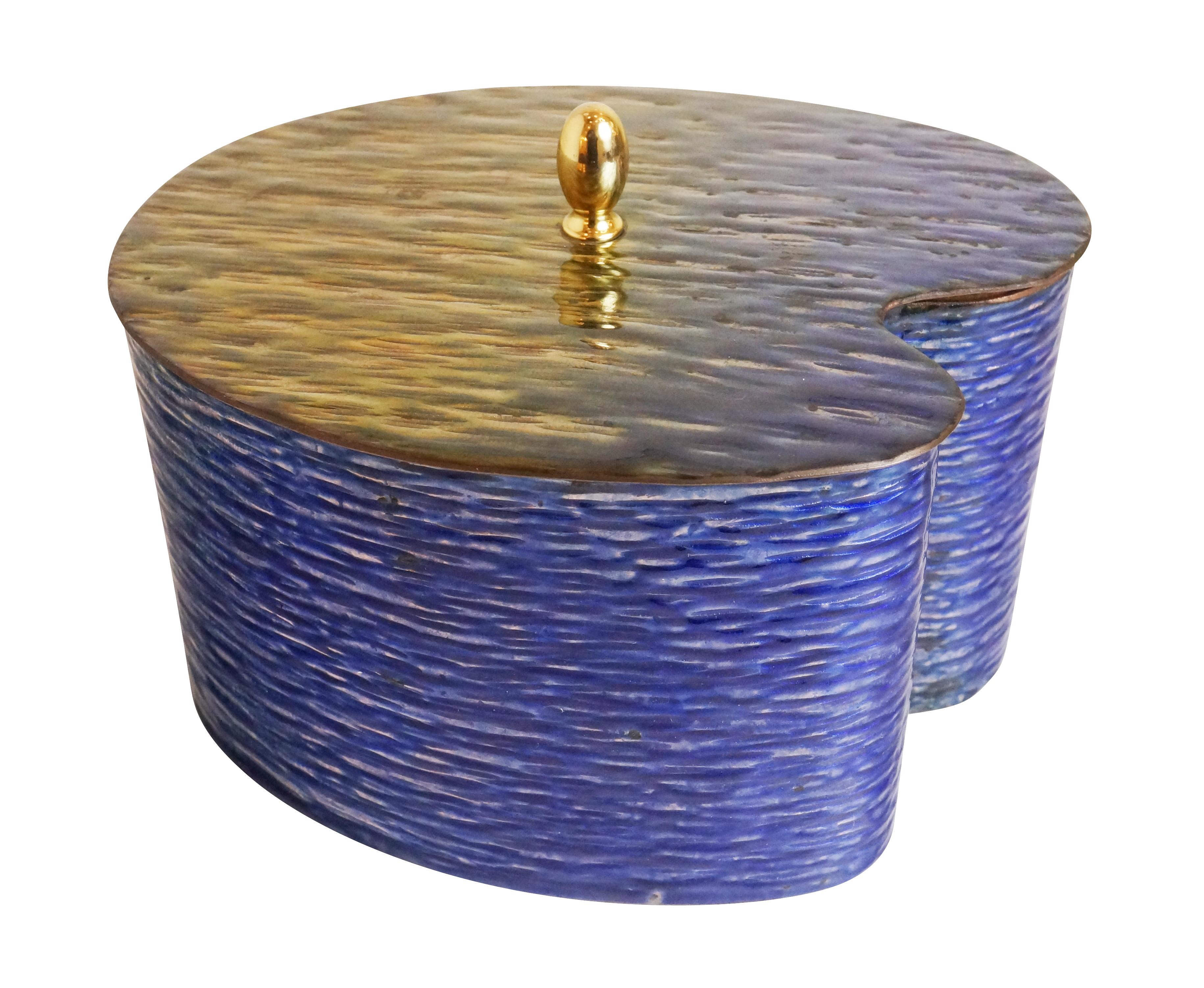Modern Blue and Gold Enamel Box For Sale