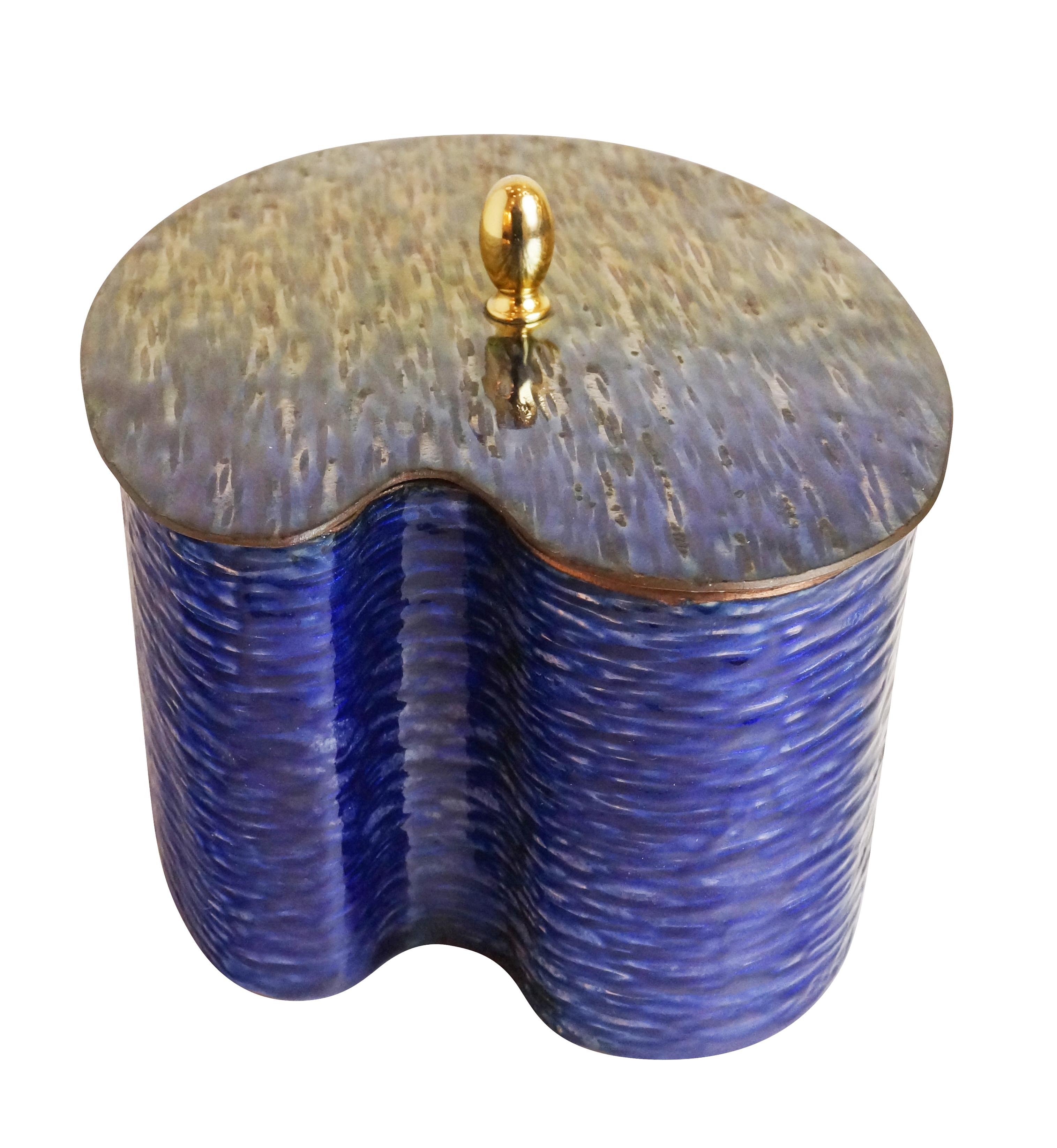 Italian Blue and Gold Enamel Box For Sale