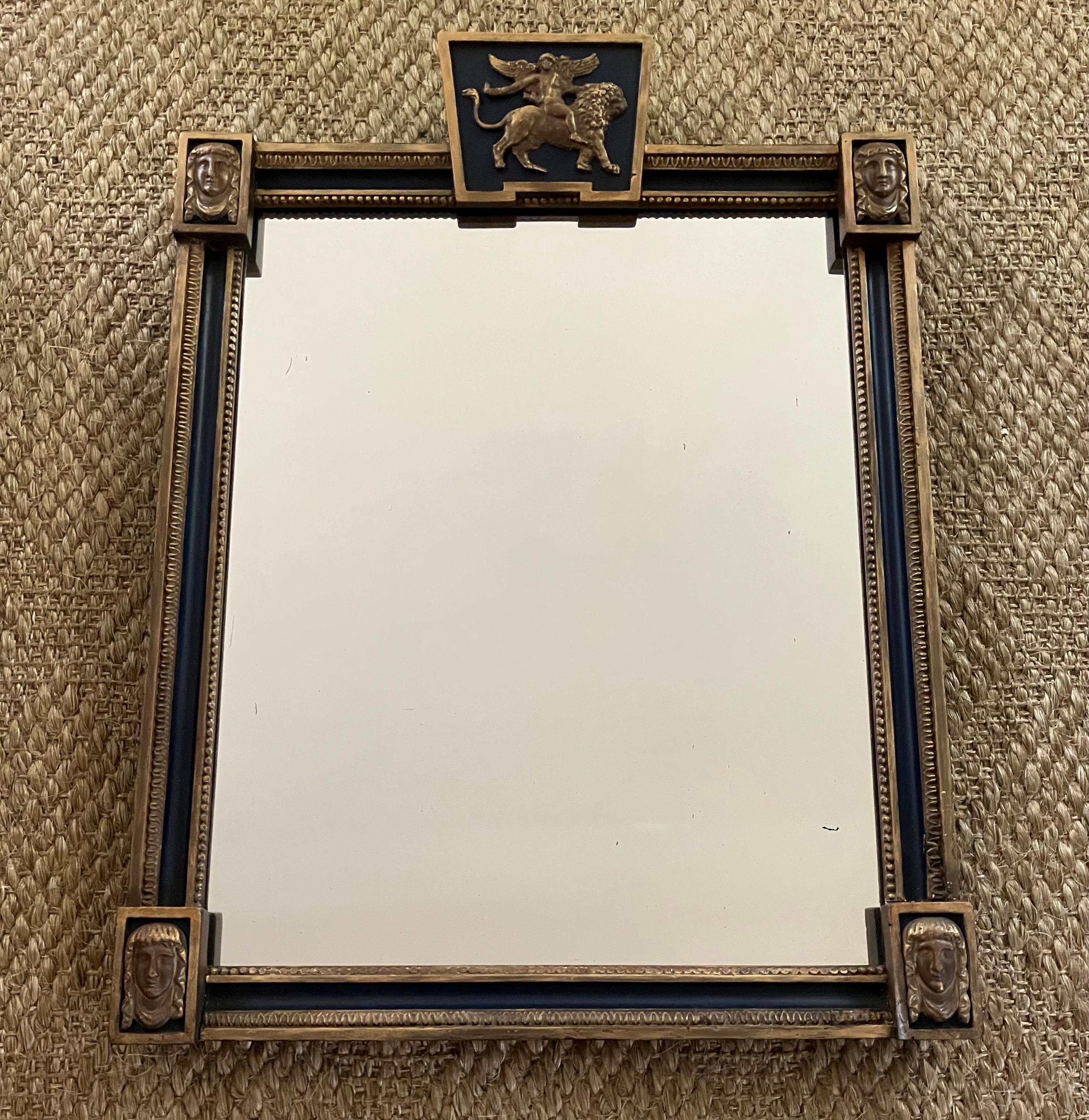 XIXe siècle Miroir de style Regency anglais noir et or en vente