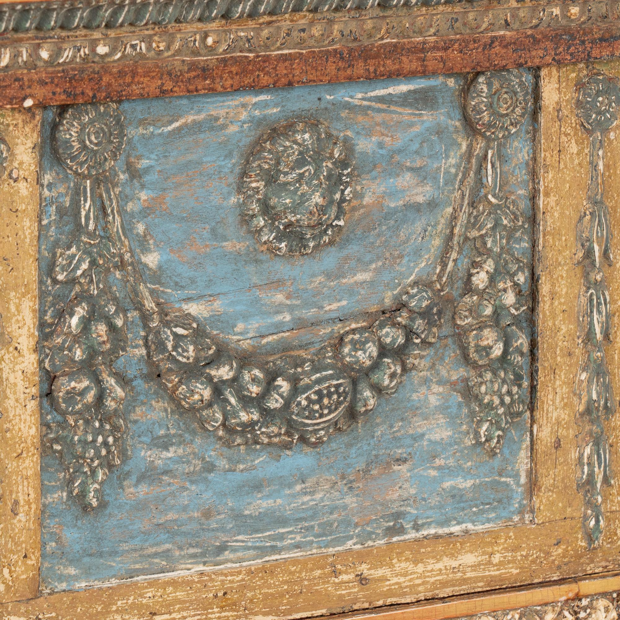 Blue and Gold Gilt Trumeau Mirror, Sweden circa 1820-40 In Fair Condition In Round Top, TX