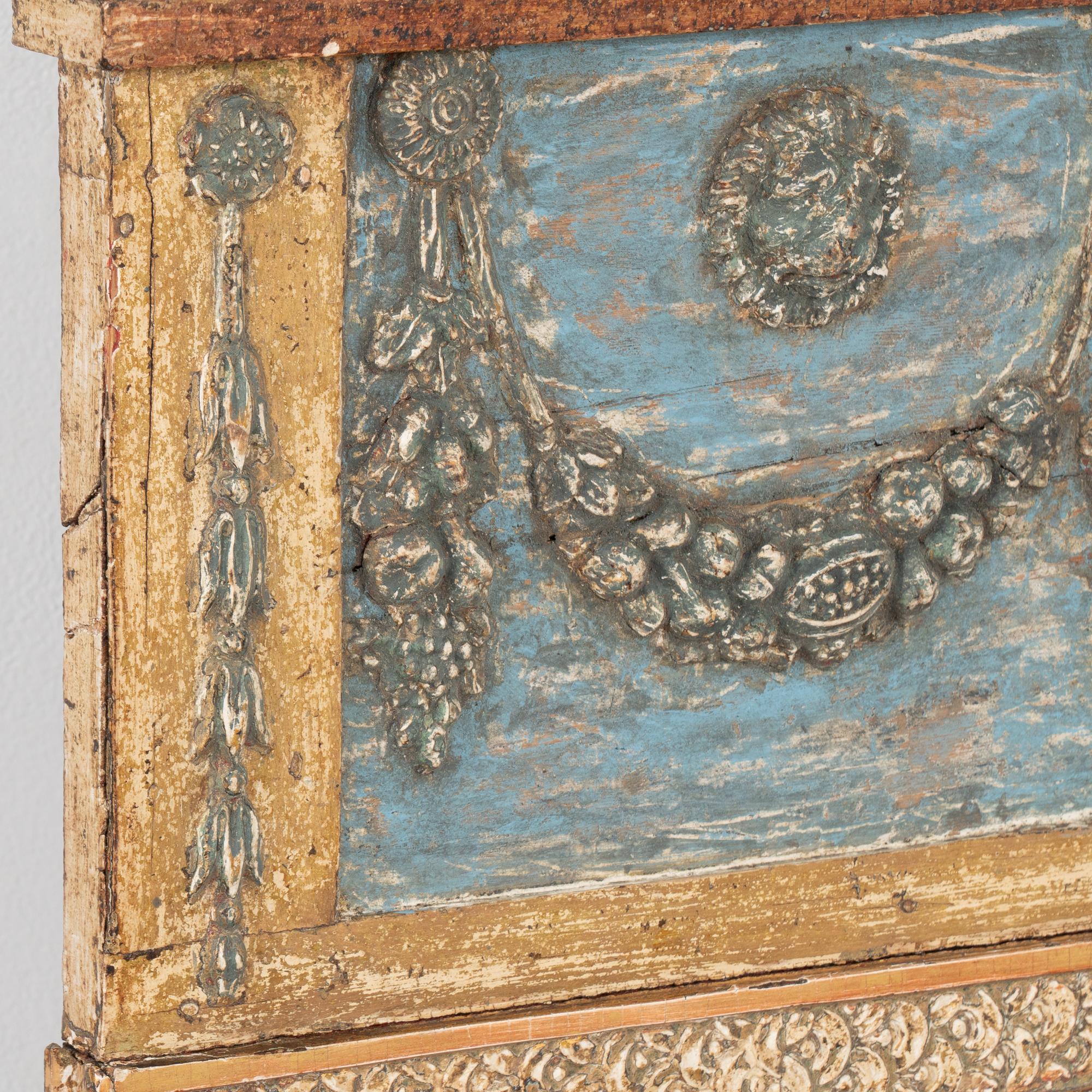 19th Century Blue and Gold Gilt Trumeau Mirror, Sweden circa 1820-40