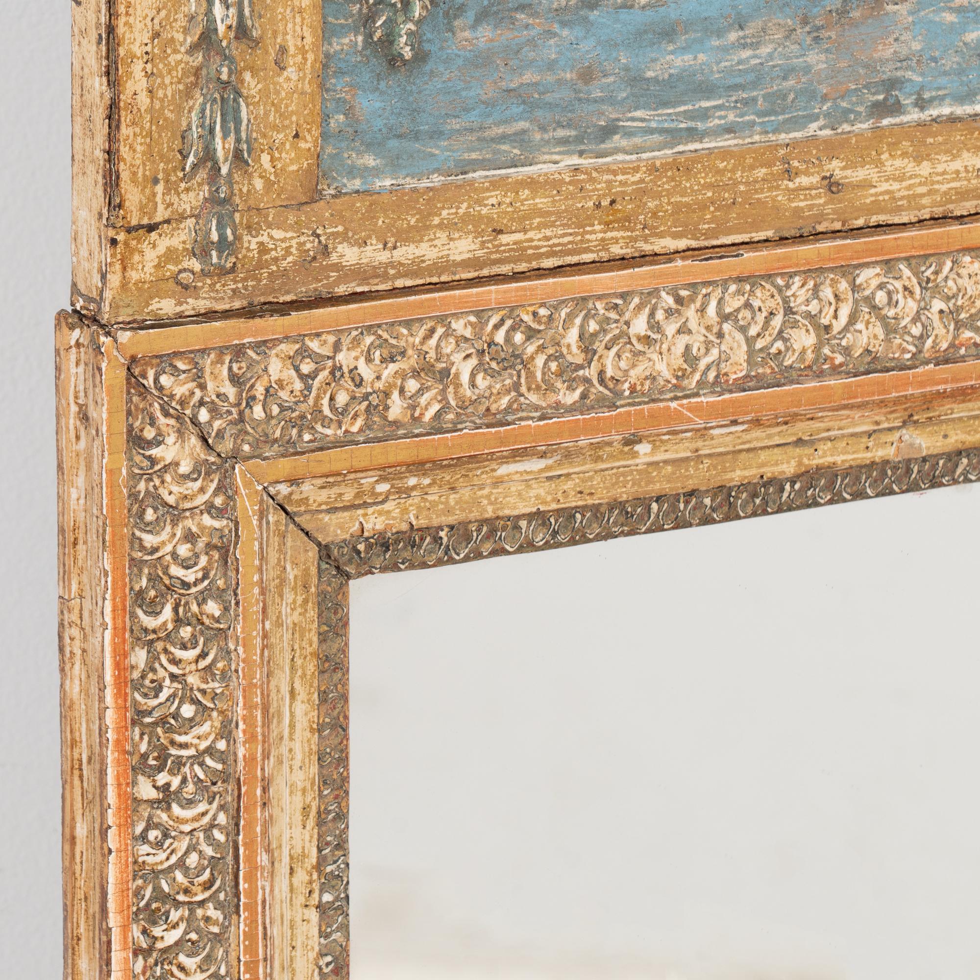 Blue and Gold Gilt Trumeau Mirror, Sweden circa 1820-40 1