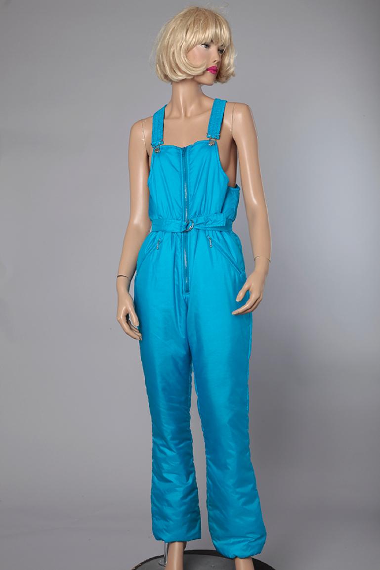 Women's Blue and gold jacket and blue dungarees ski-suit  Léonard  For Sale