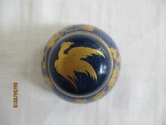 Blue and Gold Porcelain Inkwell By Crown Stafforshire