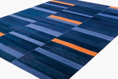 Blue and Gold Tribal Modern Natural Wool Area Rug Empyrean by Joseph Carini