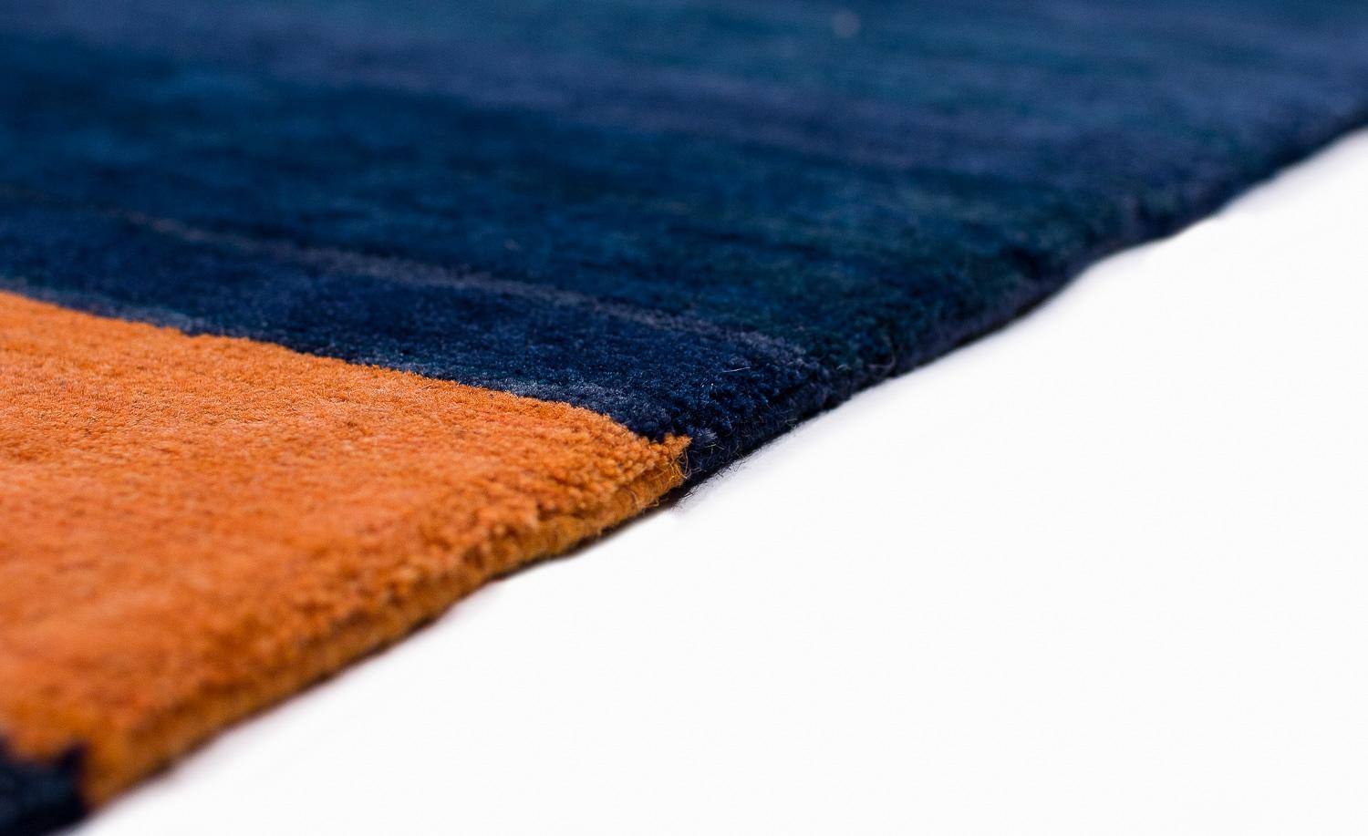 Blue and Gold Tribal Modern Natural Wool Area Rug Empyrean by Joseph Carini For Sale 3