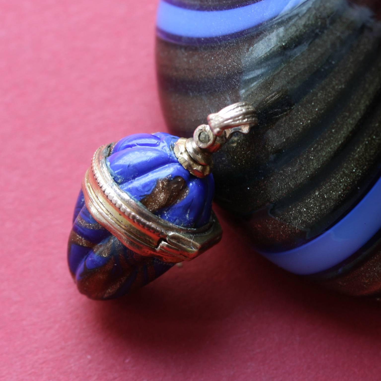 Blue and Goldstone Glass Egg Pendant and Box 2