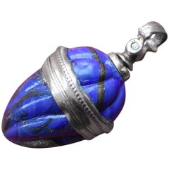 Blue and Goldstone Glass Egg Pendant and Box