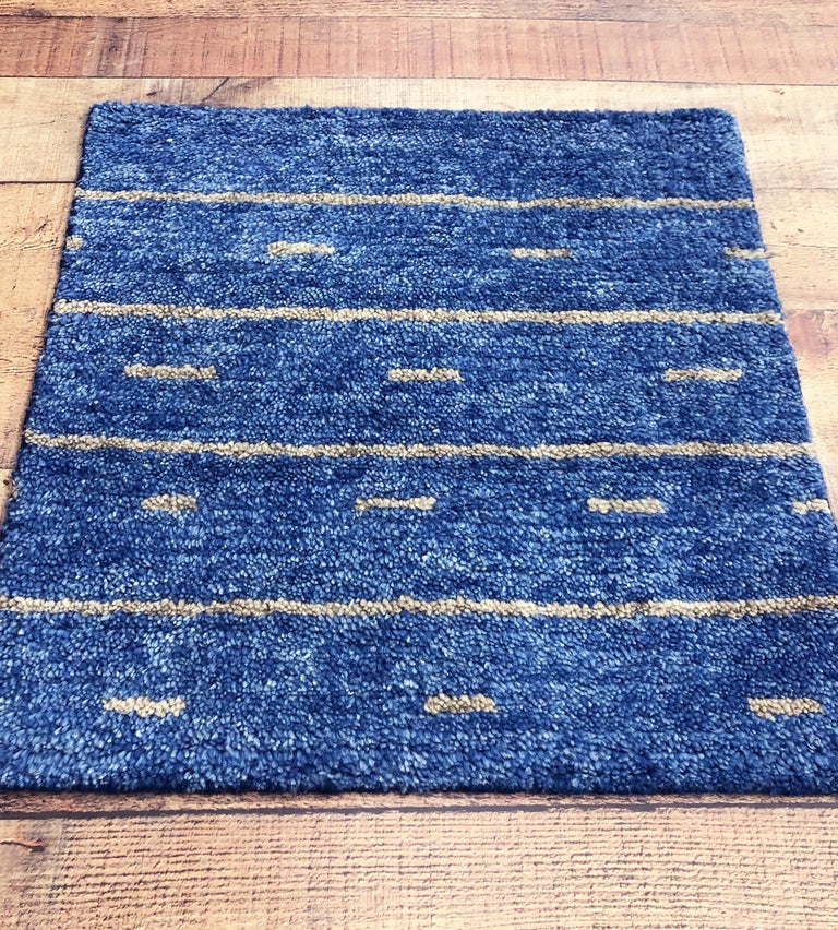 Blue and Gray Modern Moroccan Style Accent Rug at 1stDibs