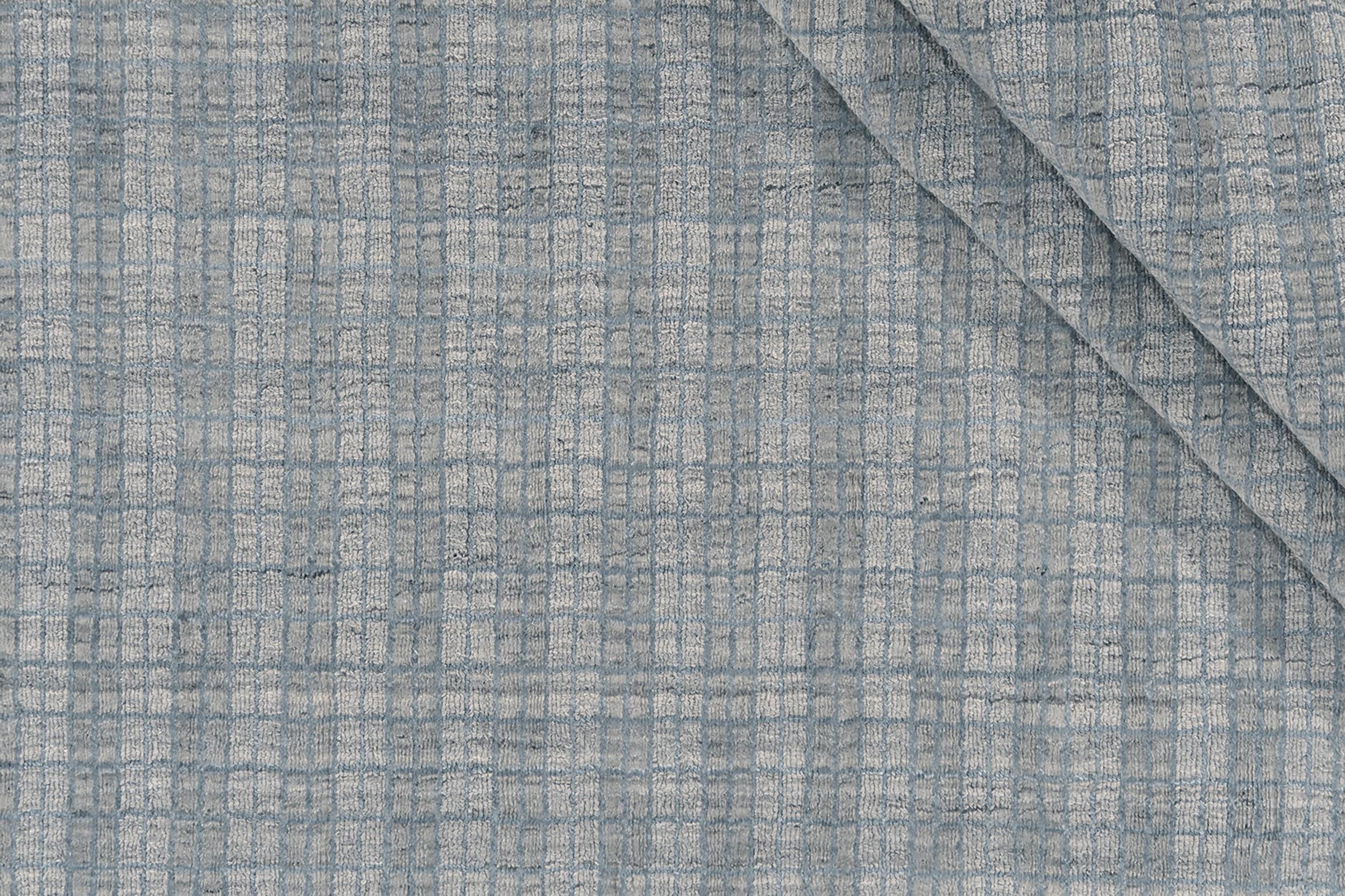 Alfombra de exterior de tartán azul y gris para interior, 9' x 12 Indio en venta
