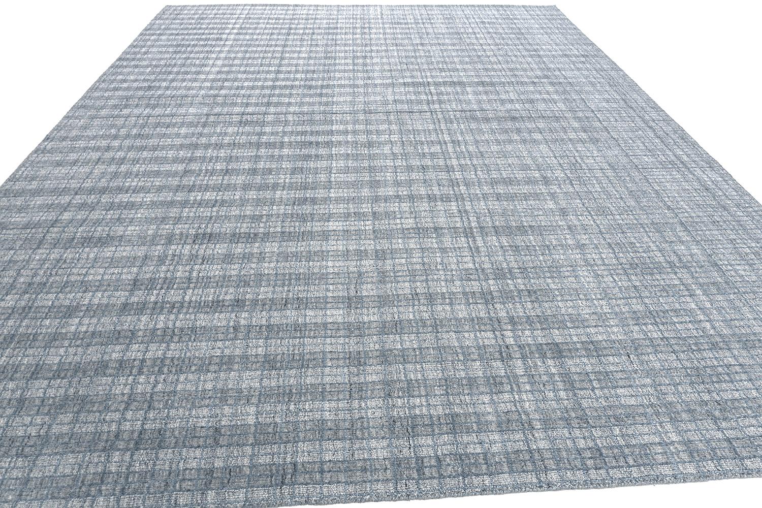 Alfombra de exterior de tartán azul y gris para interior, 9' x 12 Siglo XXI y contemporáneo en venta
