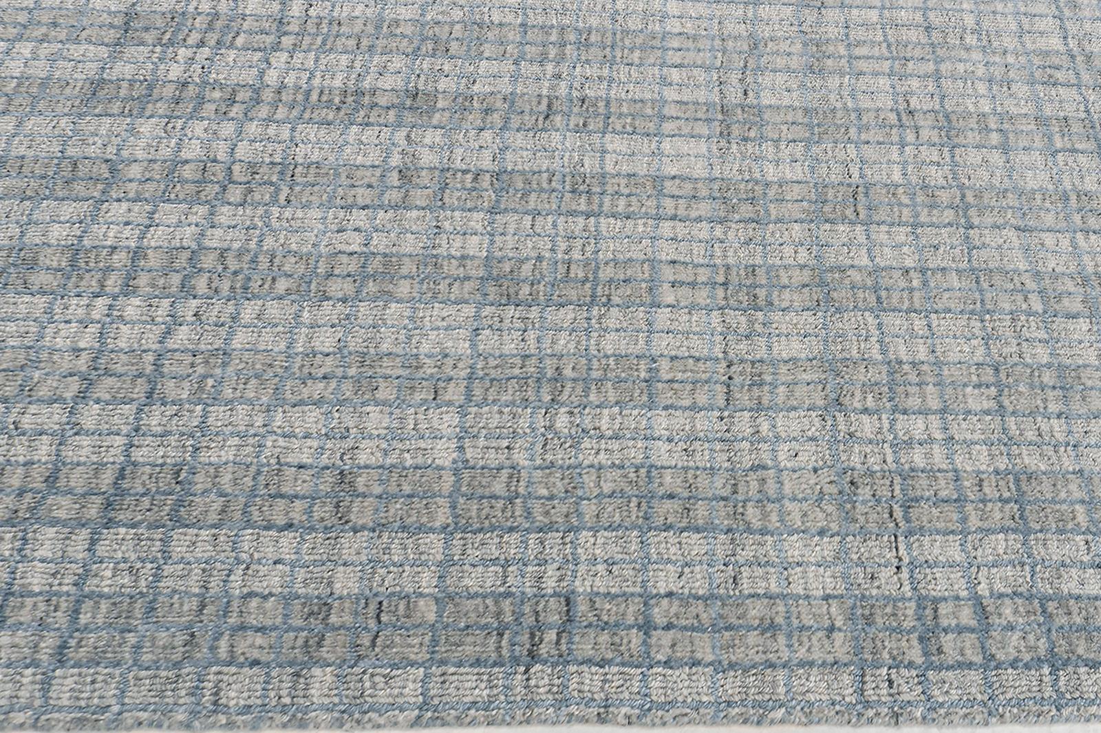 Alfombra de exterior de tartán azul y gris para interior, 9' x 12 Poliéster en venta