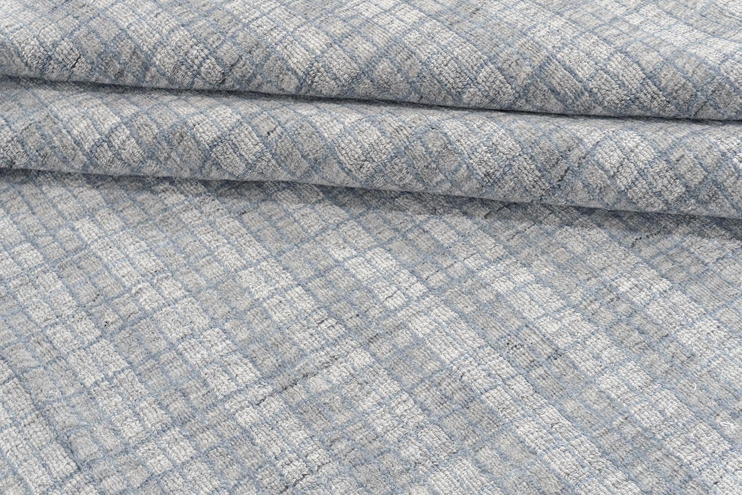 Alfombra de exterior de tartán azul y gris para interior, 9' x 12 en venta 2