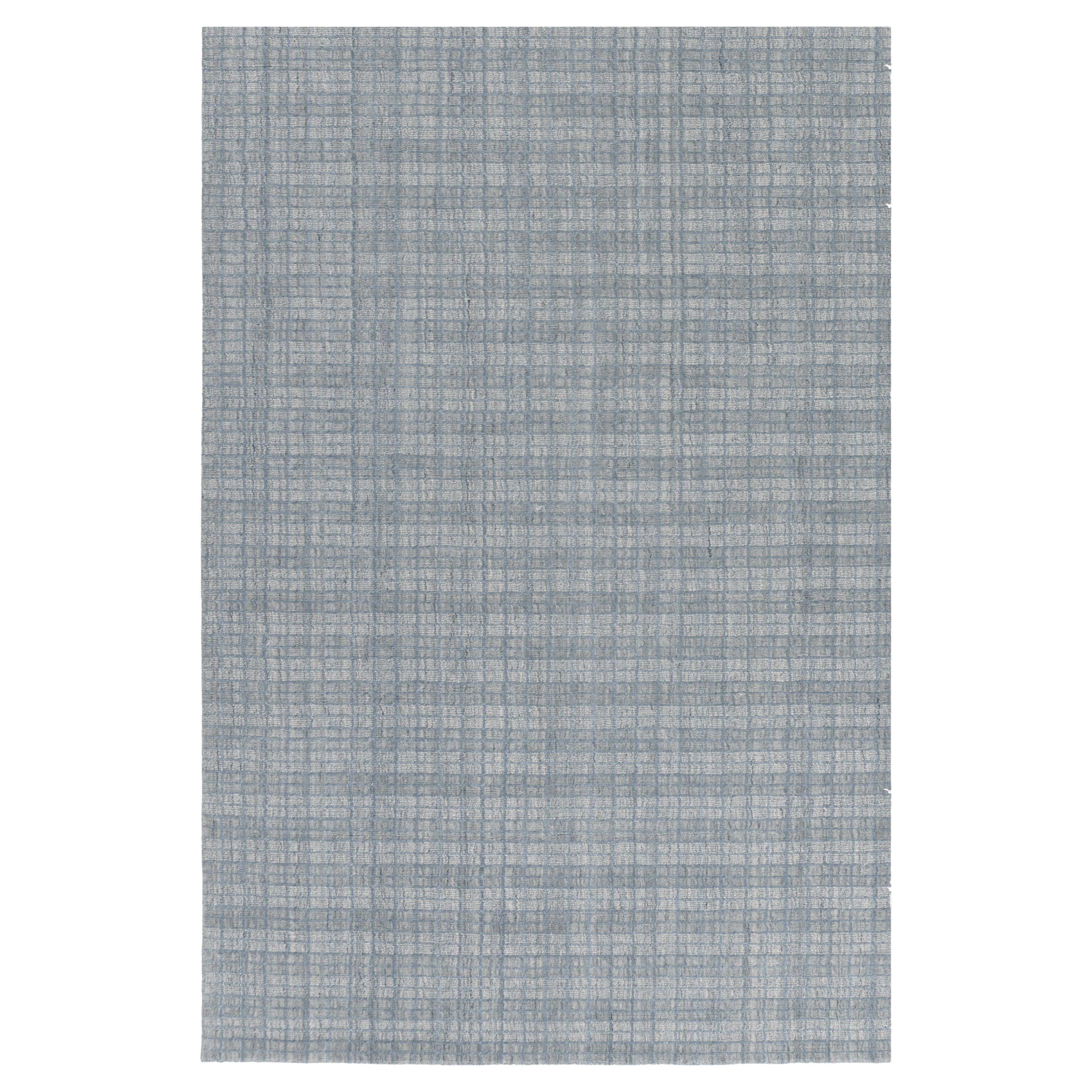 Blauer und grauer Tartan-Teppich für drinnen/außen, 9' x 12' im Angebot