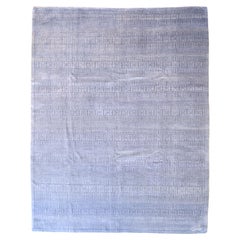 Tapis « Excelsior » géométrique aux tons bleus et gris en pure laine, 8 x 10