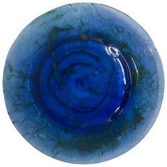 Blue and Green Bubble Blown Glass Plate