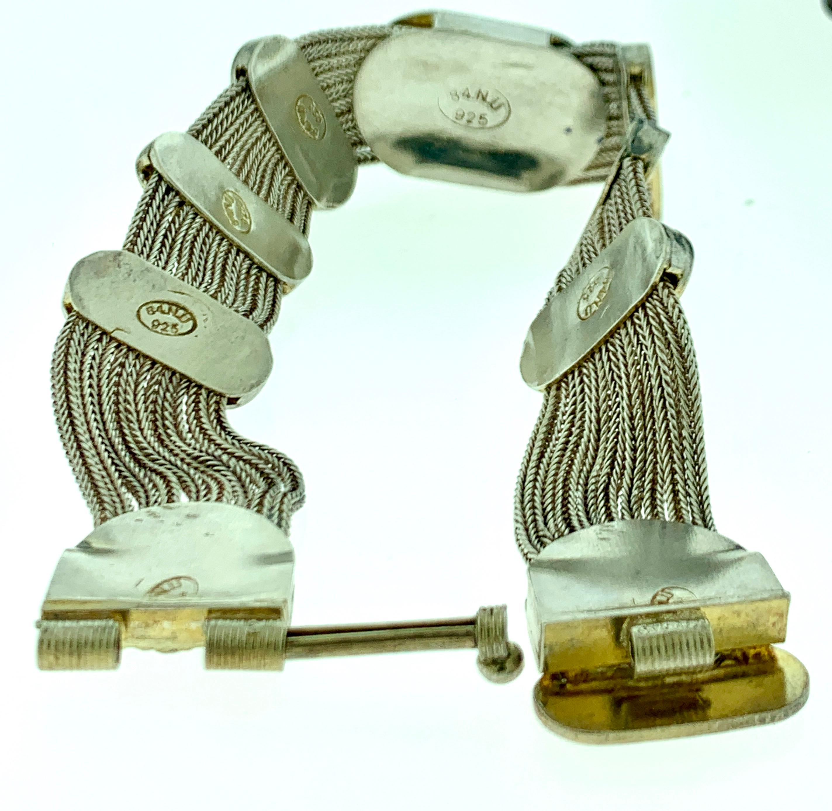 Blauer und grüner Emaille-Schmuck, Set aus Halskette, Armband und Ohrring Sterlingsilber im Angebot 5