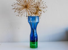 Blue and Green Glass Vase by Bo Borgström for Åseda, Sweden