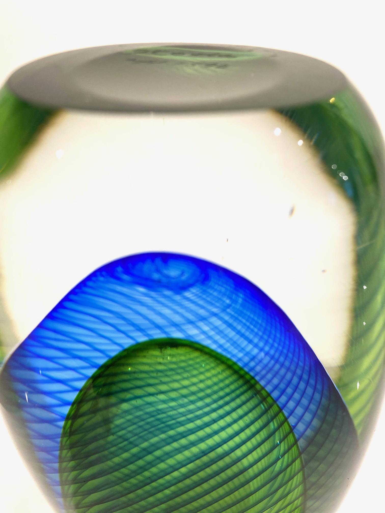 Blue and Green Glass Vase by Vicki Lindstrand for Kosta Boda. 8