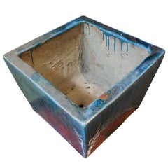 Blue and Green Glazed 20th Century Square Planter