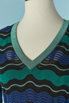 Blue and green knit jacquard dress M Missoni