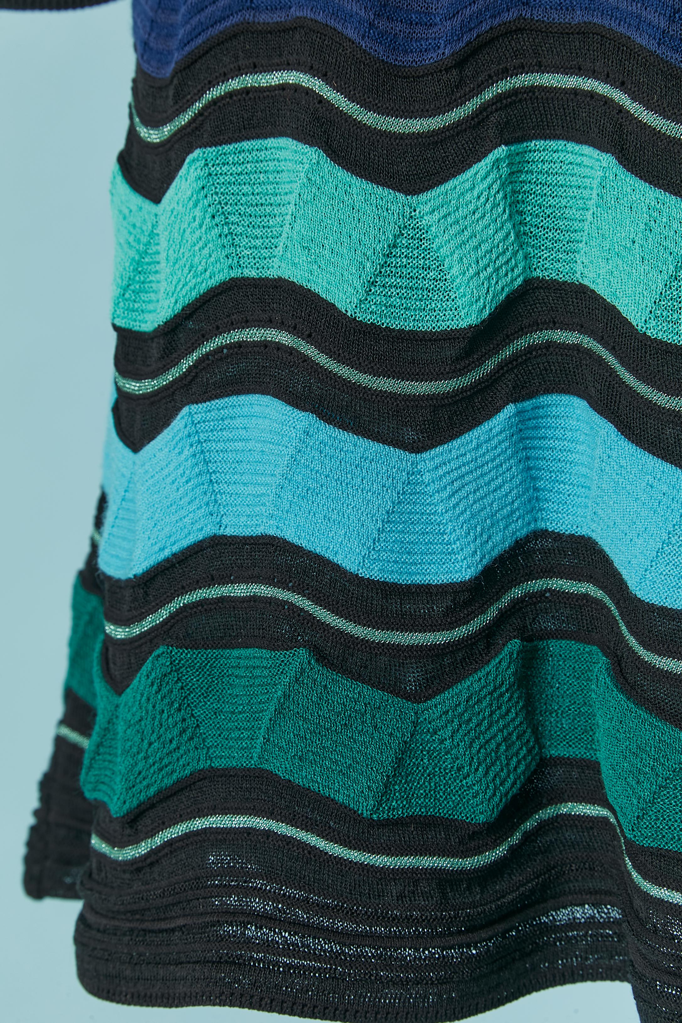 Vestido de punto jacquard azul y verde M Missoni en Excelente estado para la venta en Saint-Ouen-Sur-Seine, FR