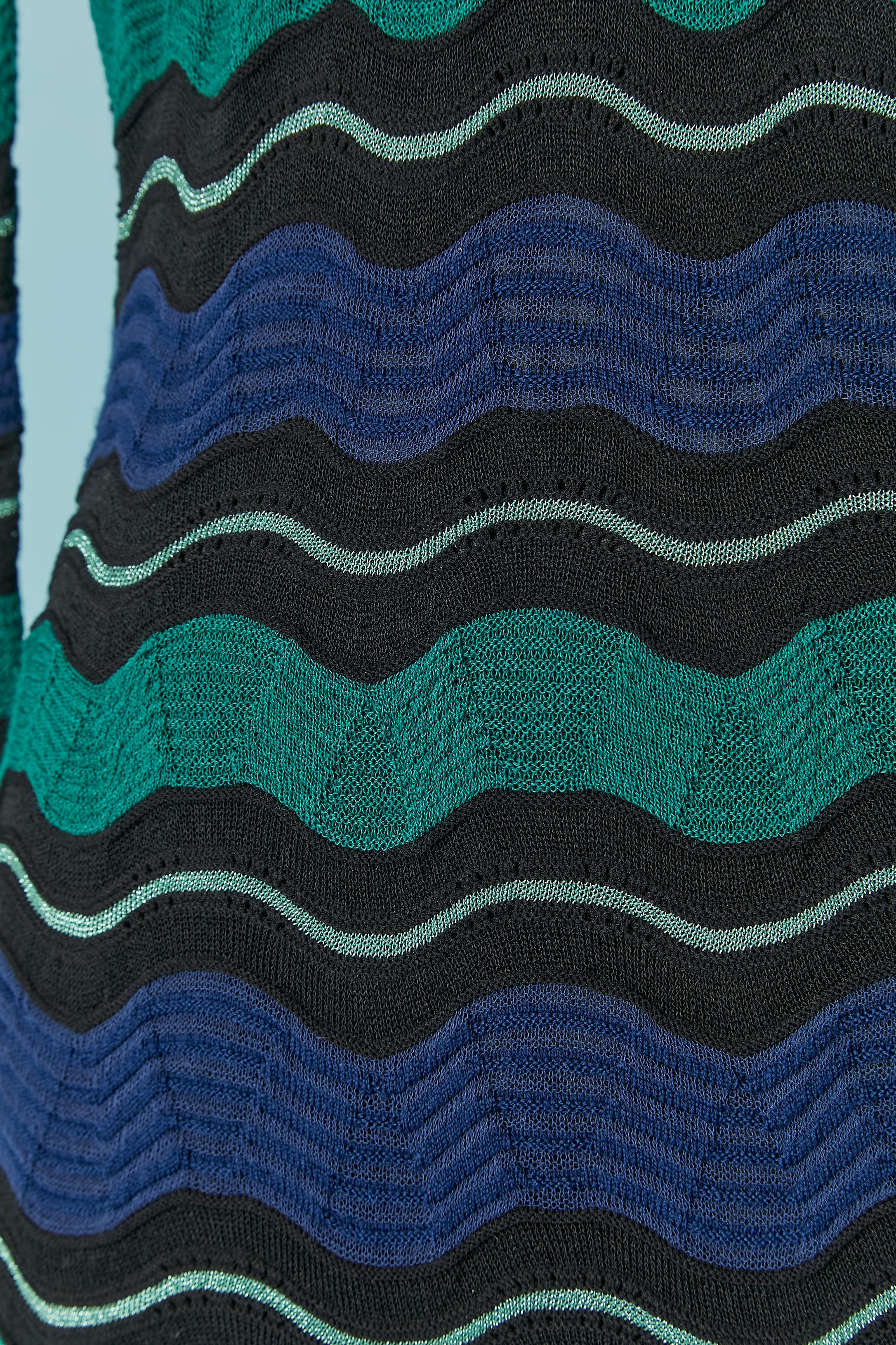 De las mujeres Vestido de punto jacquard azul y verde M Missoni en venta