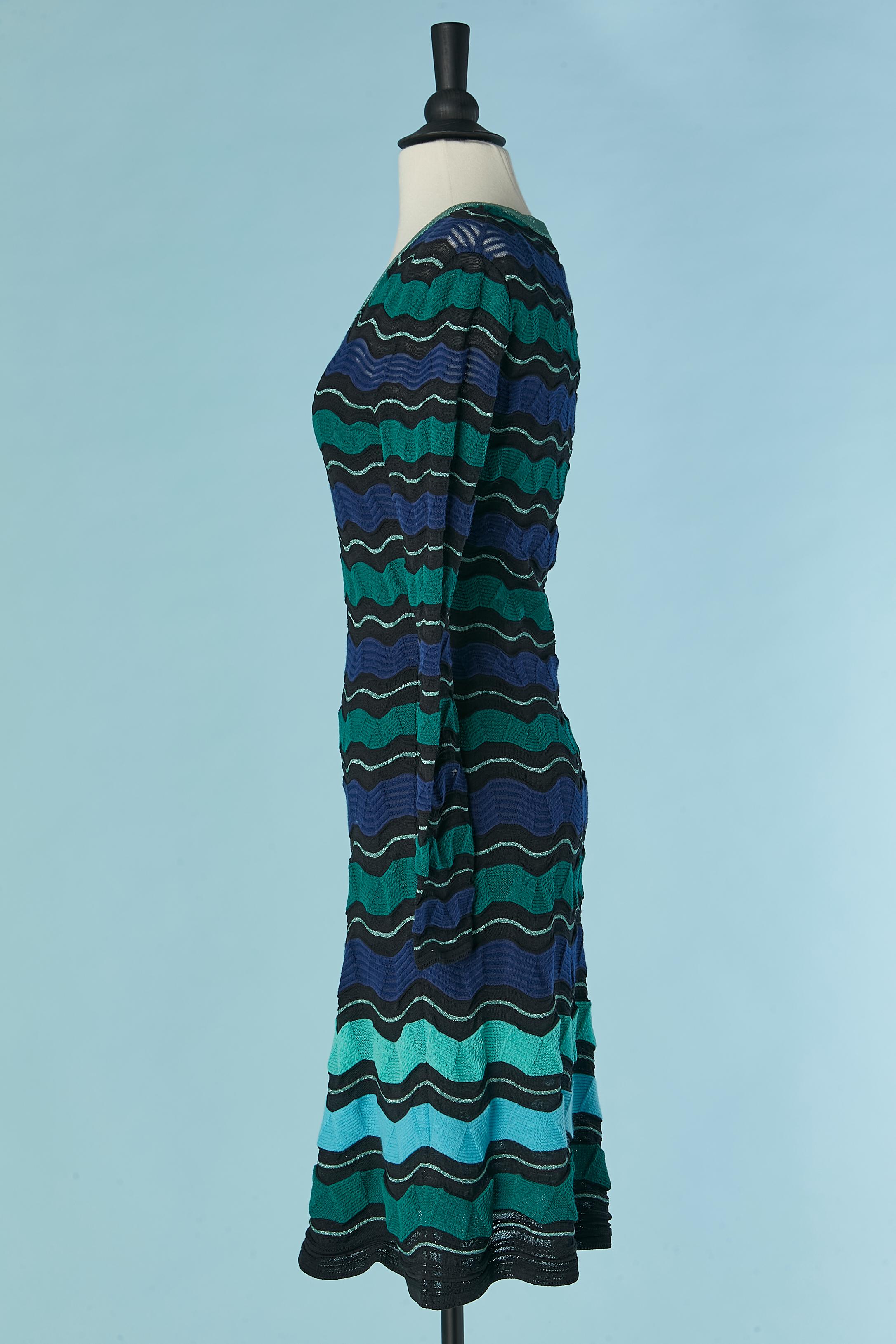 Vestido de punto jacquard azul y verde M Missoni en venta 1
