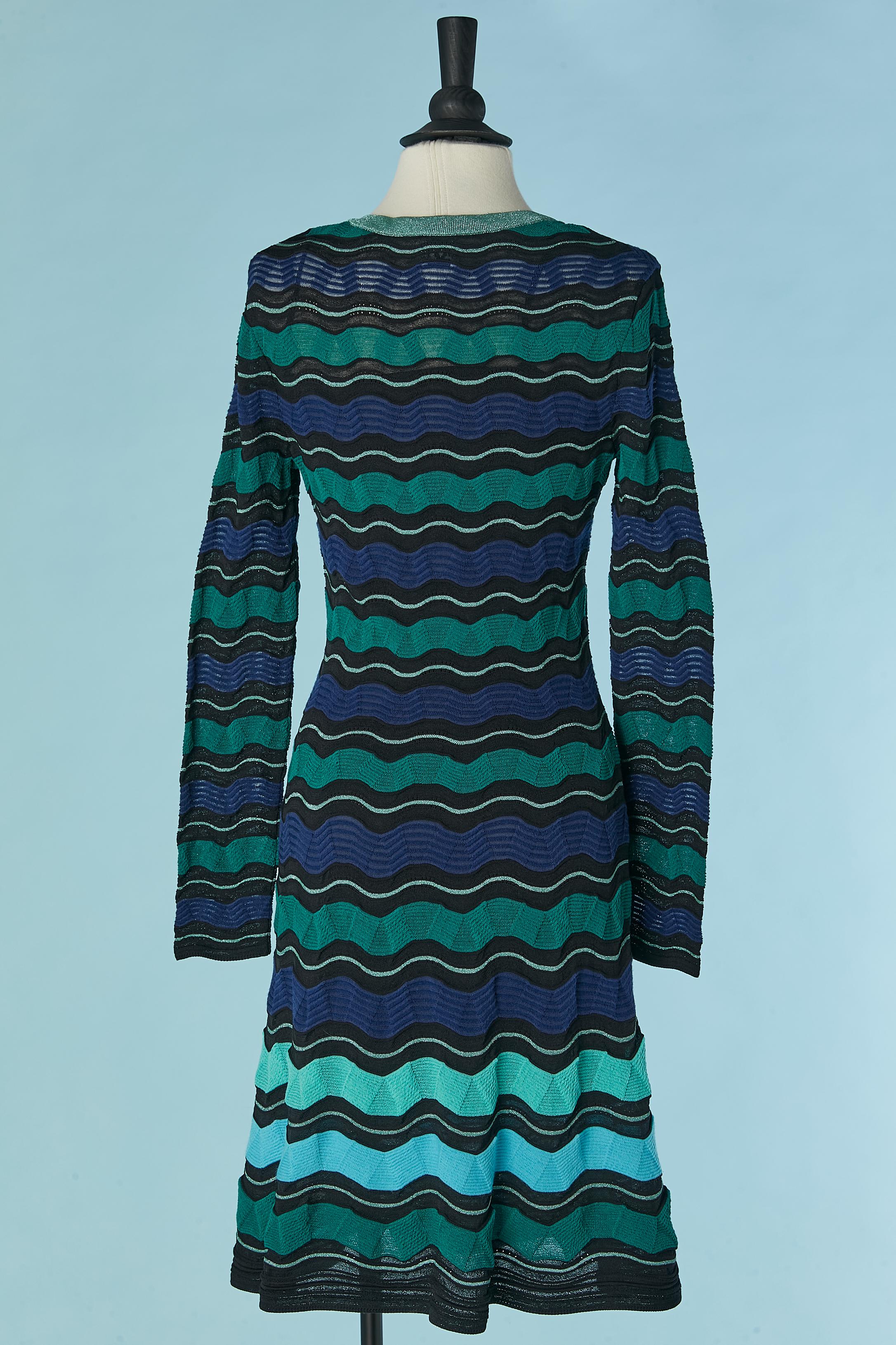 Vestido de punto jacquard azul y verde M Missoni en venta 2