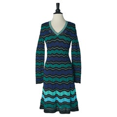 Blue and green knit jacquard dress M Missoni