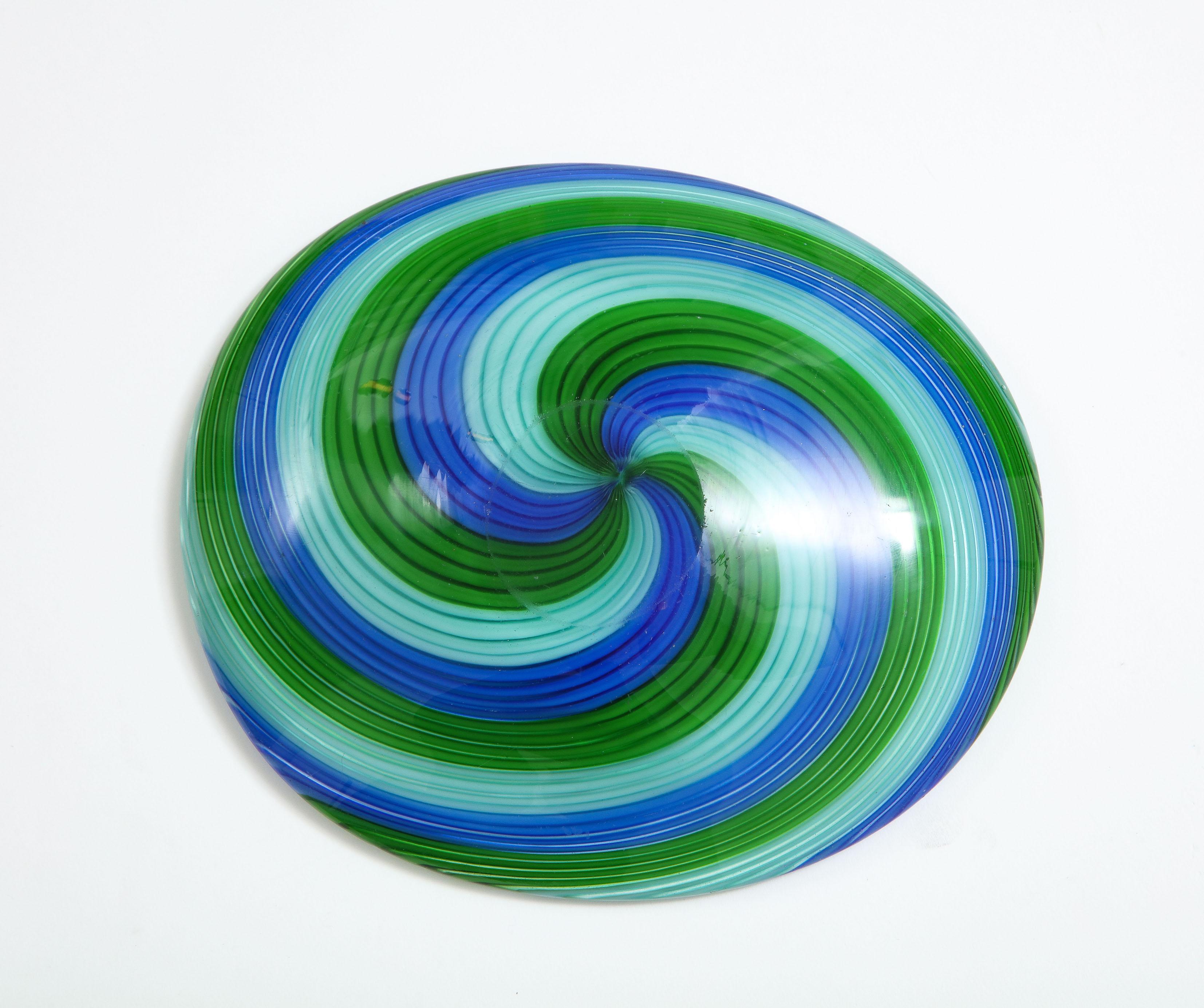 Ciotola Filigrana di Murano blu e verde in vendita 1