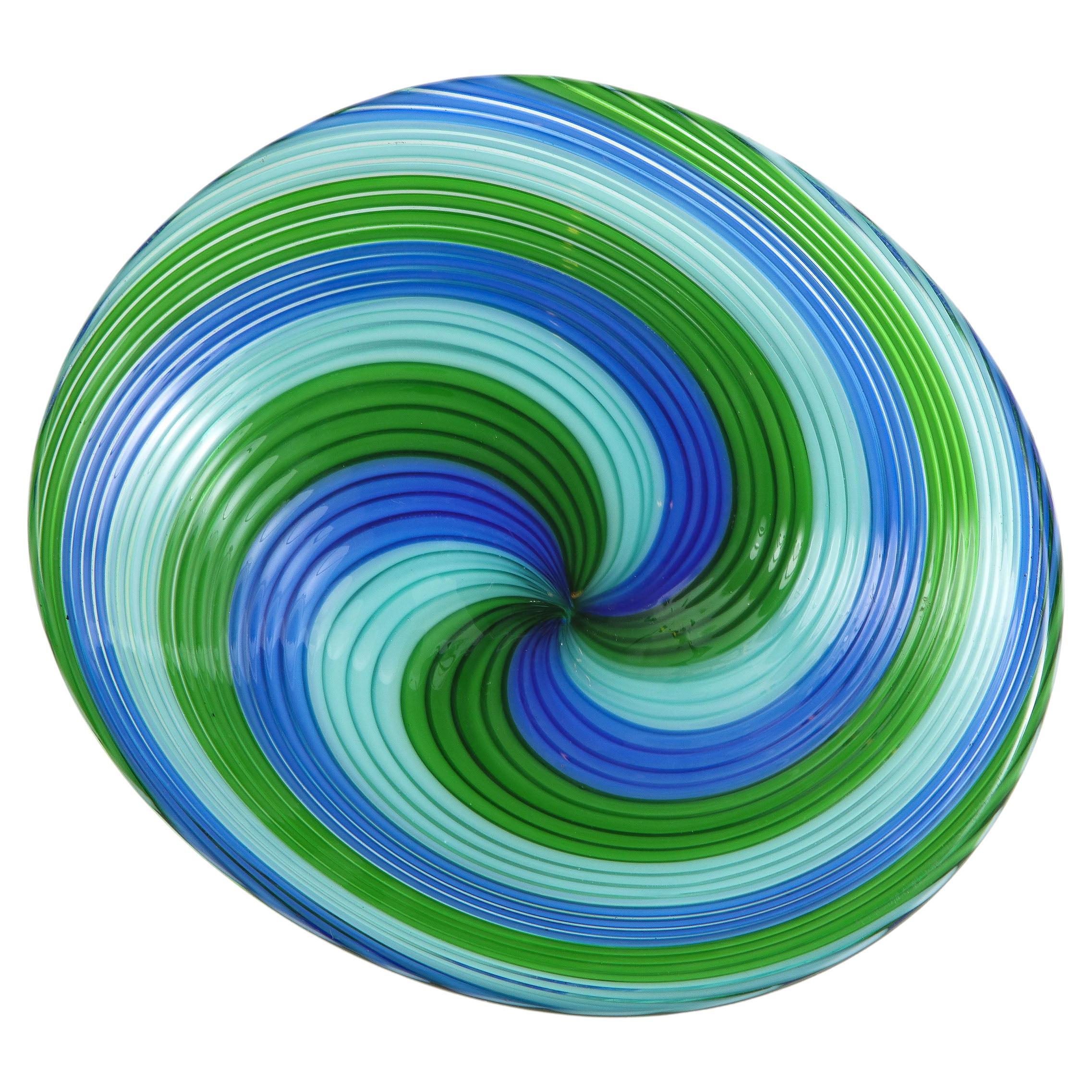 Ciotola Filigrana di Murano blu e verde in vendita