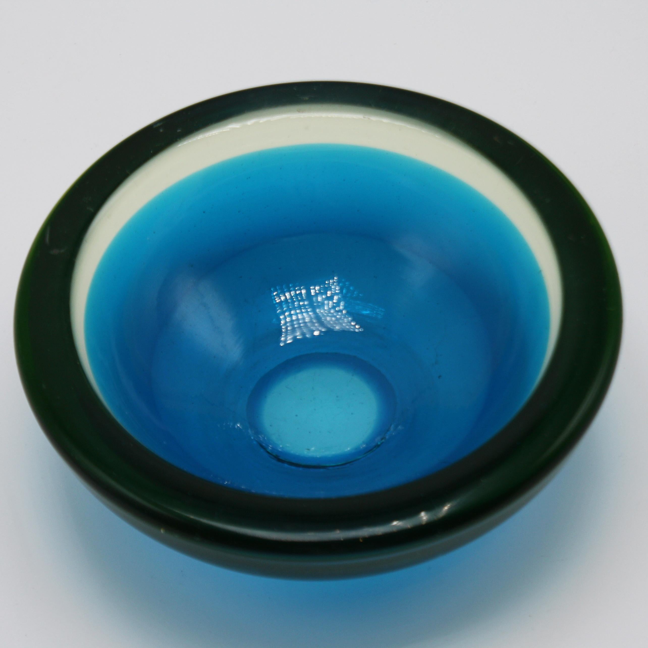 French Blue and Green Murano Glass Bowl, circa 1960