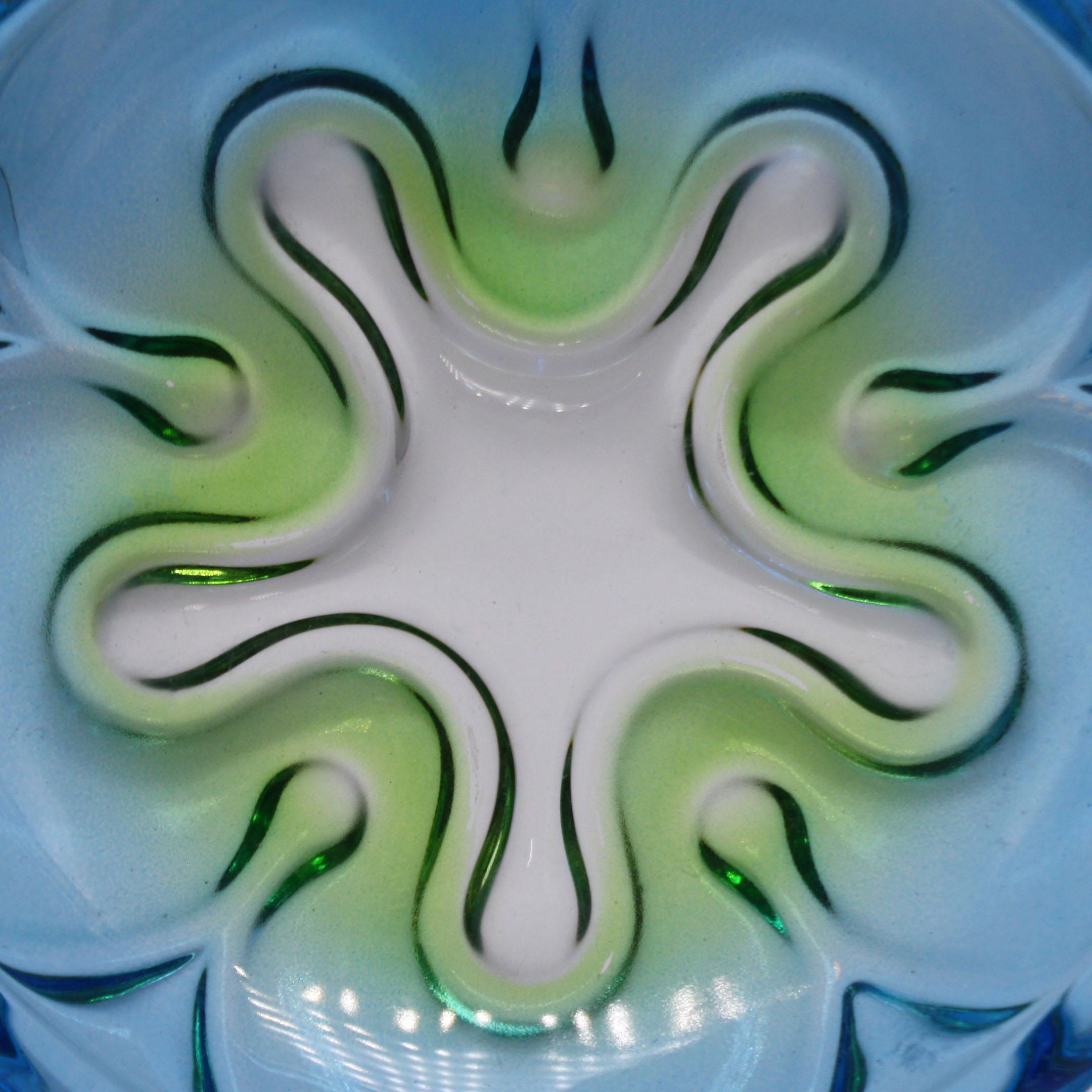 Blue and green Murano glass bowl, circa 1970.
 