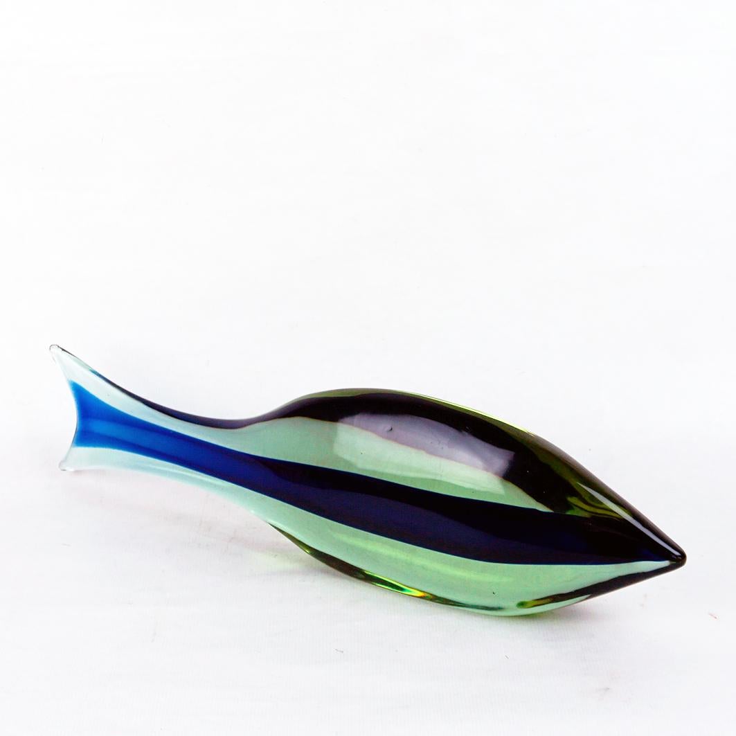 Blue and Green Murano Glass Fish by Antonio da Ros for Cenedese Murano Italy In Good Condition For Sale In Vienna, AT