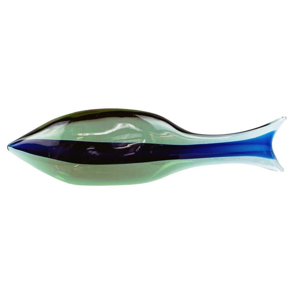 Blue and Green Murano Glass Fish by Antonio da Ros for Cenedese Murano Italy For Sale